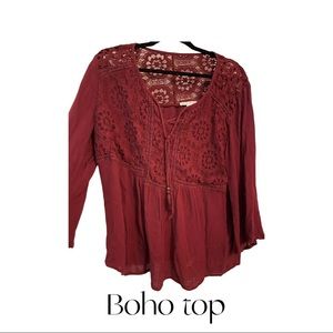 Maroon Boho Top